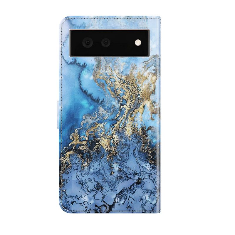 Flip Case Für Google Pixel 6 Lichtpunkt-marmor-design Mit Umhängeband