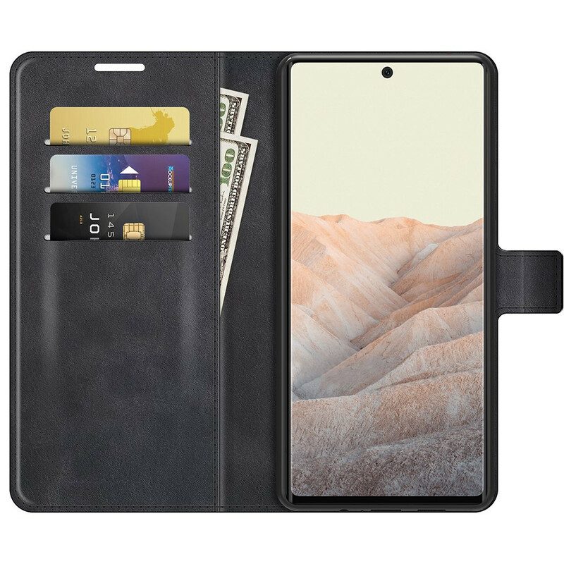 Flip Case Für Google Pixel 6 Schlanker. Extremer Ledereffekt