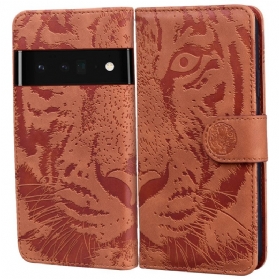 Flip Case Für Google Pixel 6 Tiger-gesichtsdruck