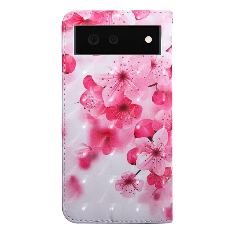 Lederhüllen Für Google Pixel 6 Pinke Blumen