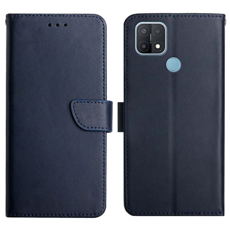 Flip Case Für Oppo A15 Echtes Nappaleder