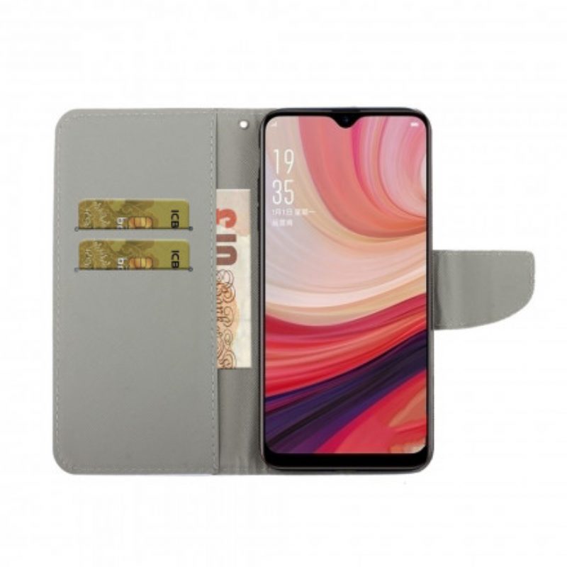 Flip Case Für Oppo A15 Tiger Mit Schlüsselband