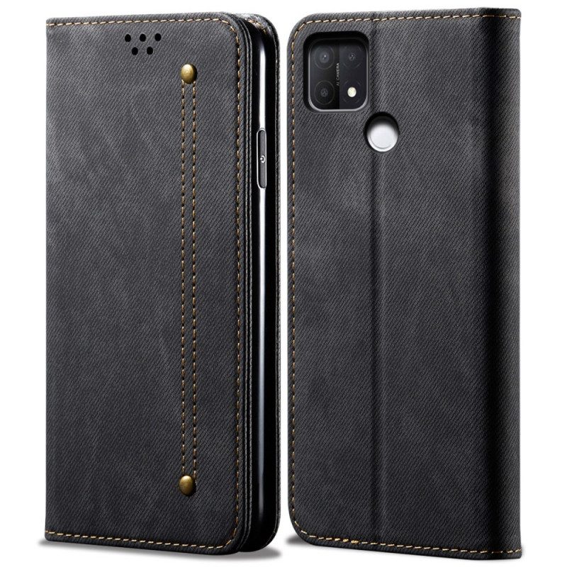 Schutzhülle Für Oppo A15 Flip Case Denim-stoff