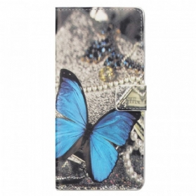 Flip Case Für Samsung Galaxy M23 5G Blauer Schmetterling