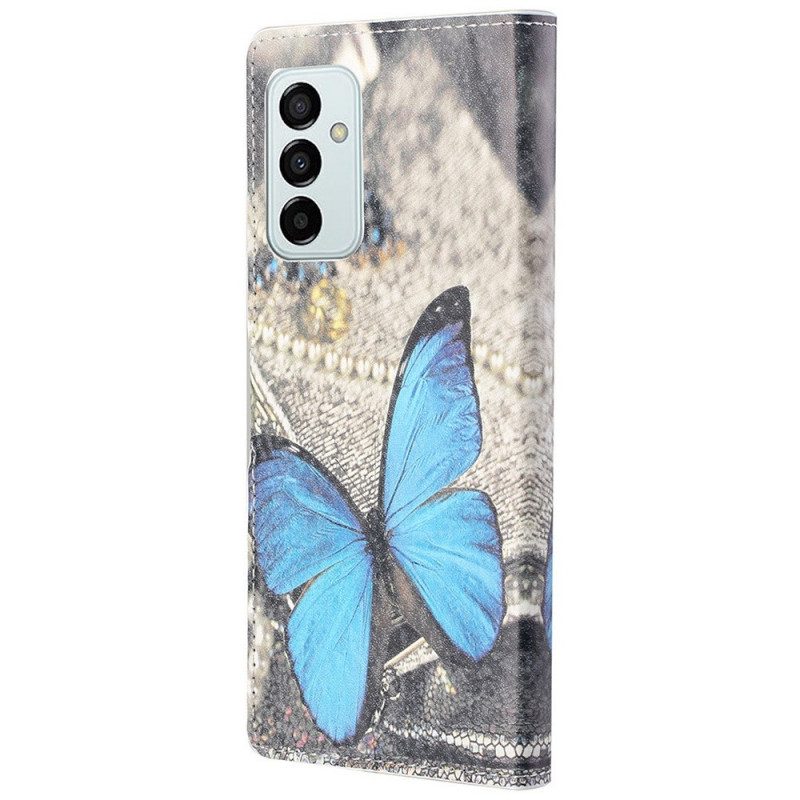 Flip Case Für Samsung Galaxy M23 5G Blauer Schmetterling