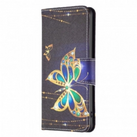 Flip Case Für Samsung Galaxy M23 5G Goldener Schmetterling