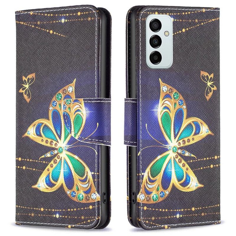 Flip Case Für Samsung Galaxy M23 5G Goldener Schmetterling