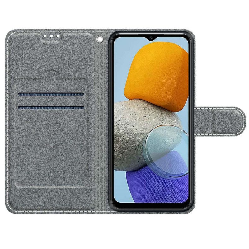 Flip Case Für Samsung Galaxy M23 5G Marmor Und Schlüsselband