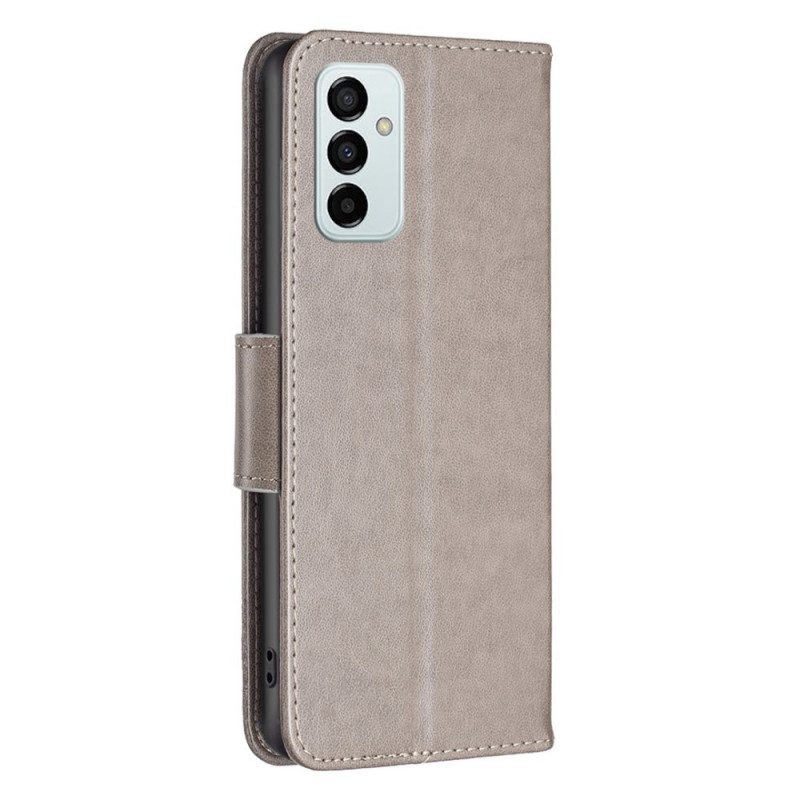 Flip Case Für Samsung Galaxy M23 5G Mit Kordel Riemchen Mit Schmetterlingen-print