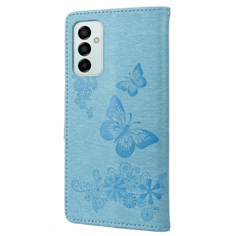 Flip Case Für Samsung Galaxy M23 5G Mit Kordel Tanga-schmetterlinge