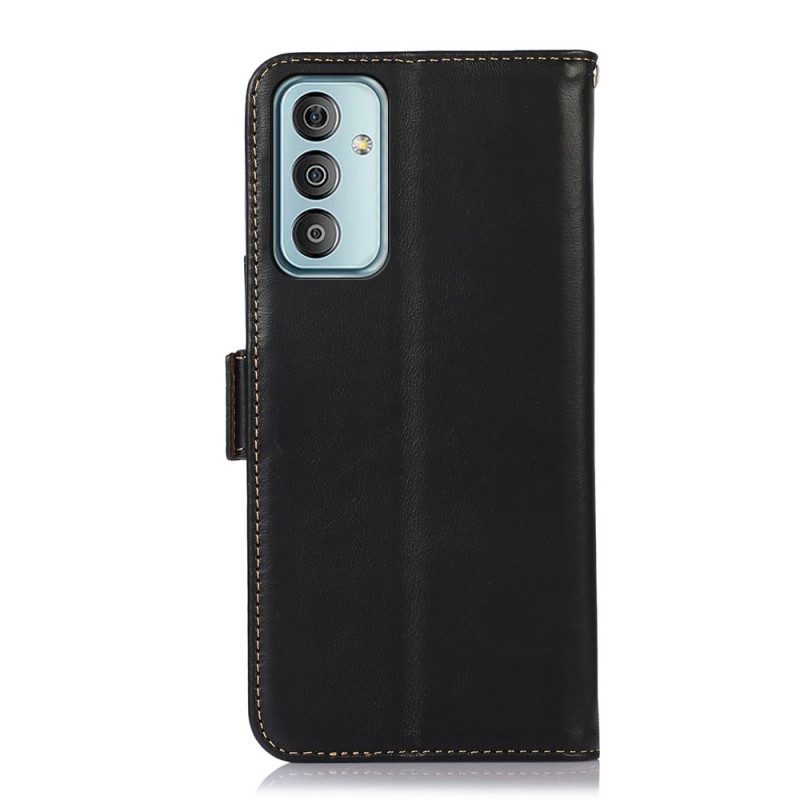 Flip Case Für Samsung Galaxy M23 5G Rfid-funktion Aus Echtem Leder