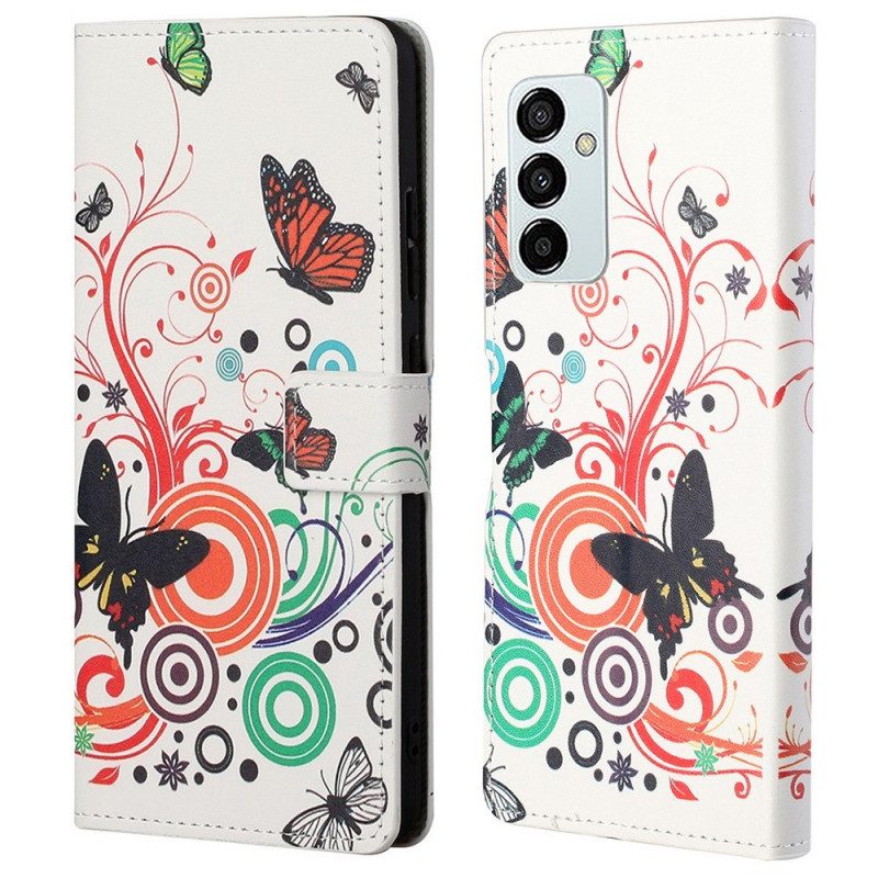 Flip Case Für Samsung Galaxy M23 5G Schmetterlinge Schmetterlinge