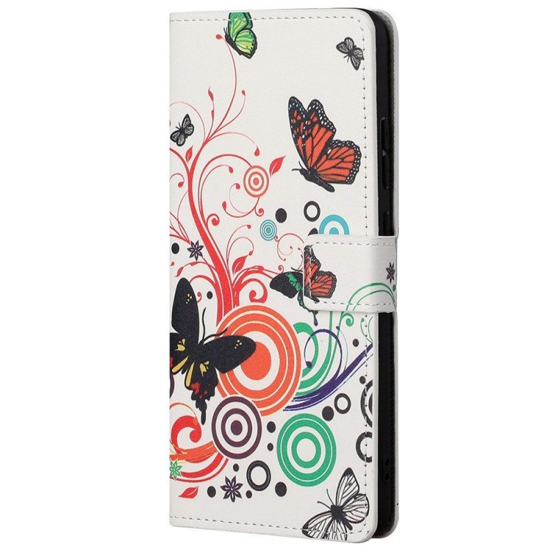 Flip Case Für Samsung Galaxy M23 5G Schmetterlinge Schmetterlinge