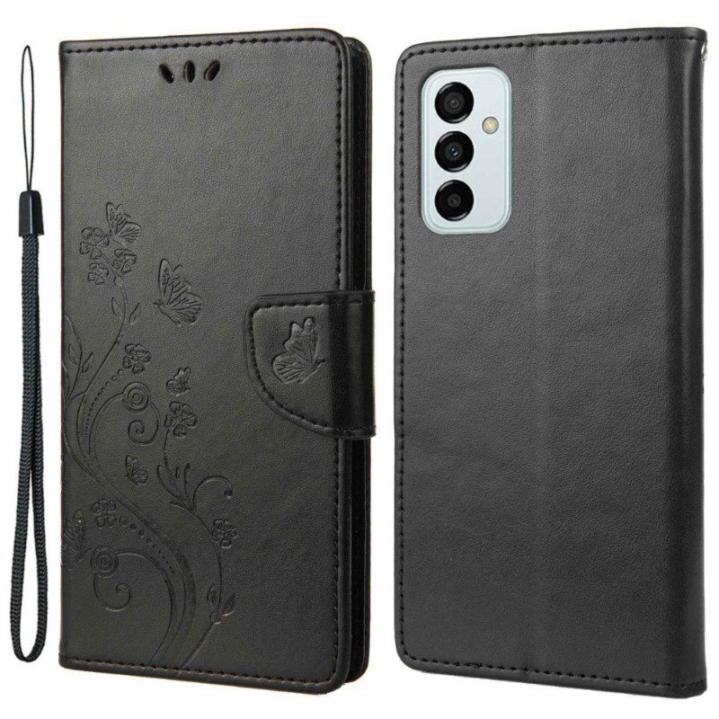 Flip Case Für Samsung Galaxy M23 5G Schmetterlinge Und Blumen