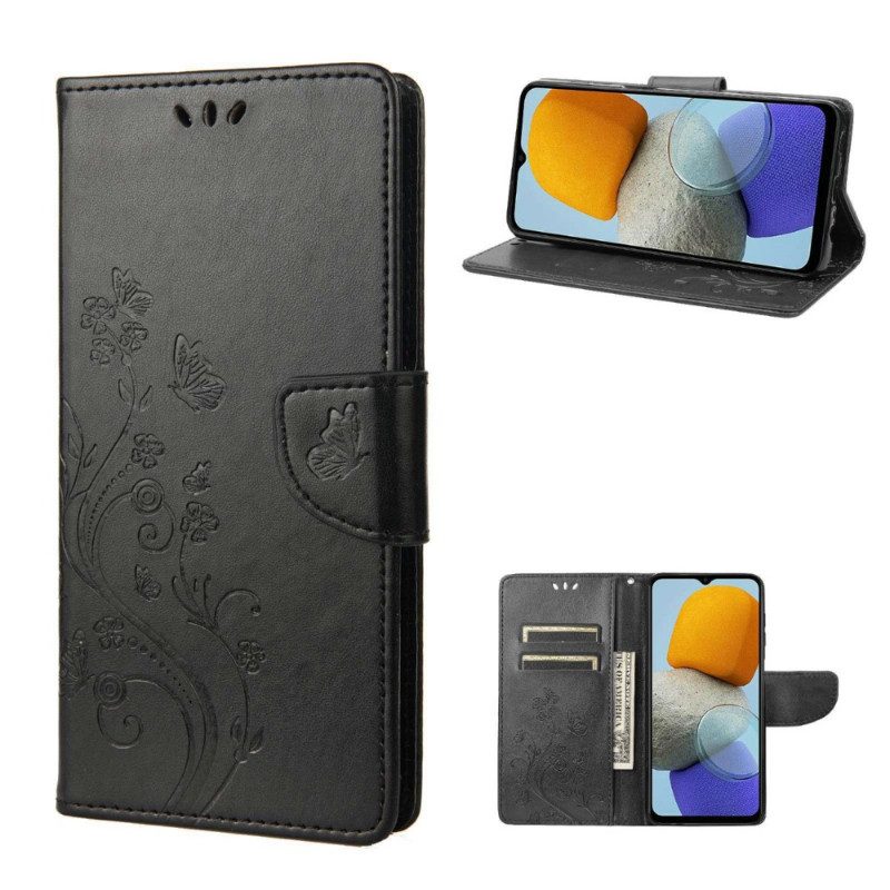 Flip Case Für Samsung Galaxy M23 5G Schmetterlinge Und Blumen