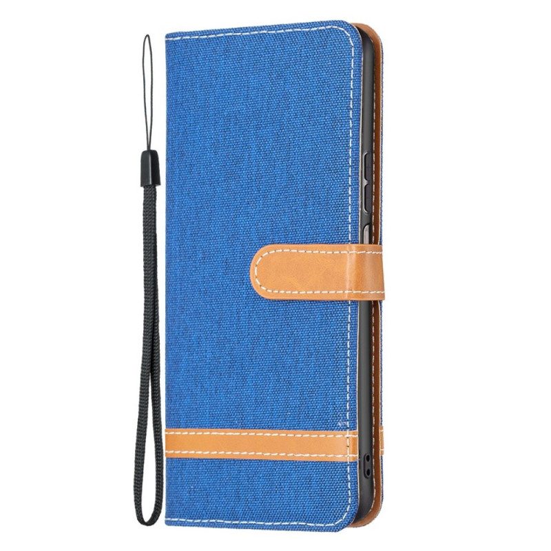 Flip Case Für Samsung Galaxy M23 5G Stoff Mit Riemen