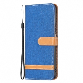 Flip Case Für Samsung Galaxy M23 5G Stoff Mit Riemen