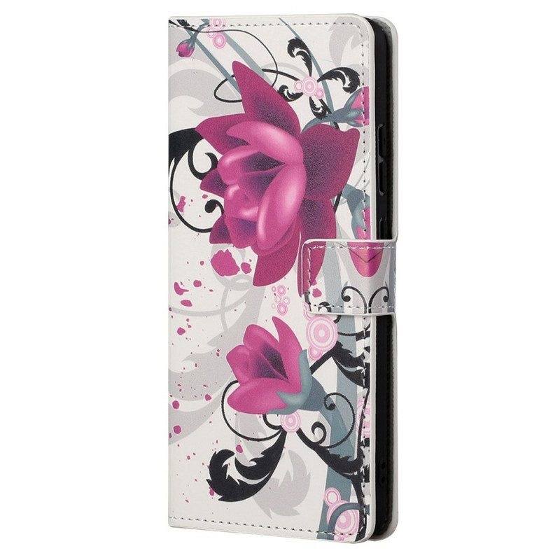 Flip Case Für Samsung Galaxy M23 5G Tropische Blumen