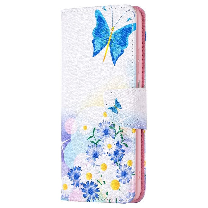 Lederhüllen Für Samsung Galaxy M23 5G Aquarell-schmetterlinge