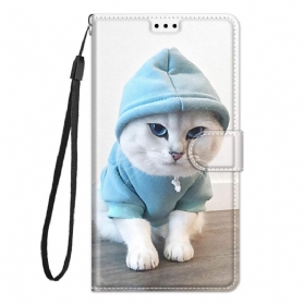 Lederhüllen Für Samsung Galaxy M23 5G Mit Kordel Tanga-katzen-fan