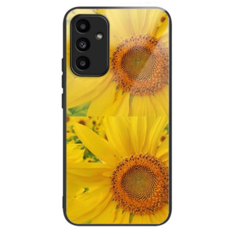 Hülle Samsung Galaxy A15 Sonnenblumen Aus Gehärtetem Glas