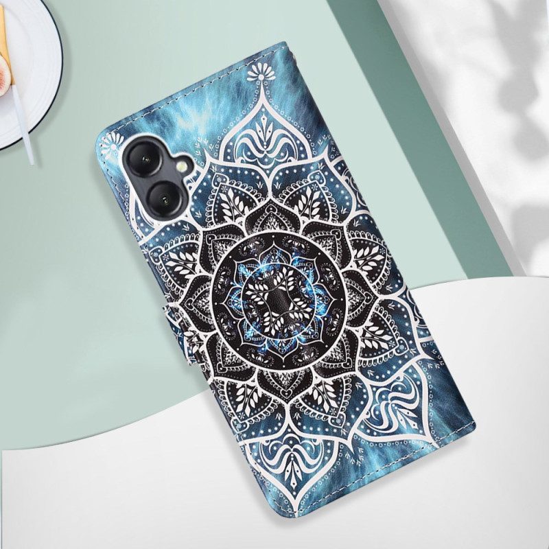 Lederhüllen Für Samsung Galaxy A15 Blumenmandala Mit Riemen