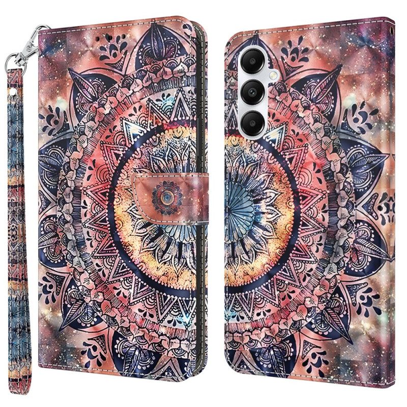 Lederhüllen Samsung Galaxy A15 Buntes Mandala Mit Riemen