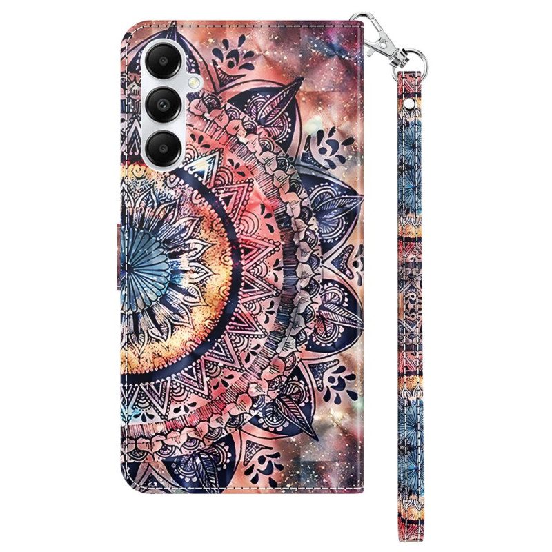 Lederhüllen Samsung Galaxy A15 Buntes Mandala Mit Riemen