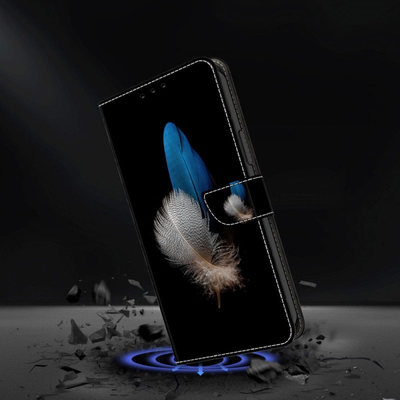 Lederhüllen Samsung Galaxy A15 Handyhülle Zwei Federn