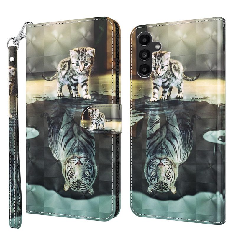 Lederhüllen Samsung Galaxy A15 Katze Und Tiger