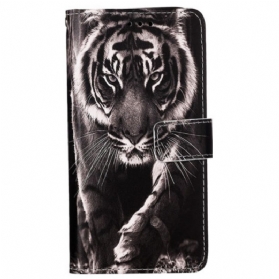 Lederhüllen Samsung Galaxy A15 Tiger Mit Riemen