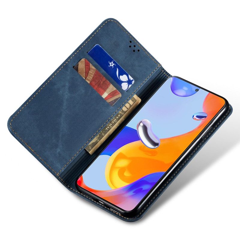 Flip Case Für Poco X6 5g Jeansstoff