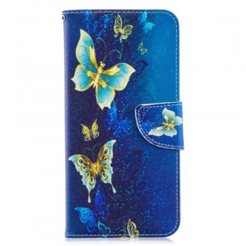 Flip Case Für Samsung Galaxy A70 Goldene Schmetterlinge