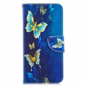 Flip Case Für Samsung Galaxy A70 Goldene Schmetterlinge