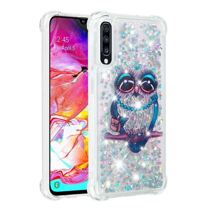 Handyhülle Für Samsung Galaxy A70 Miss Owl Pailletten