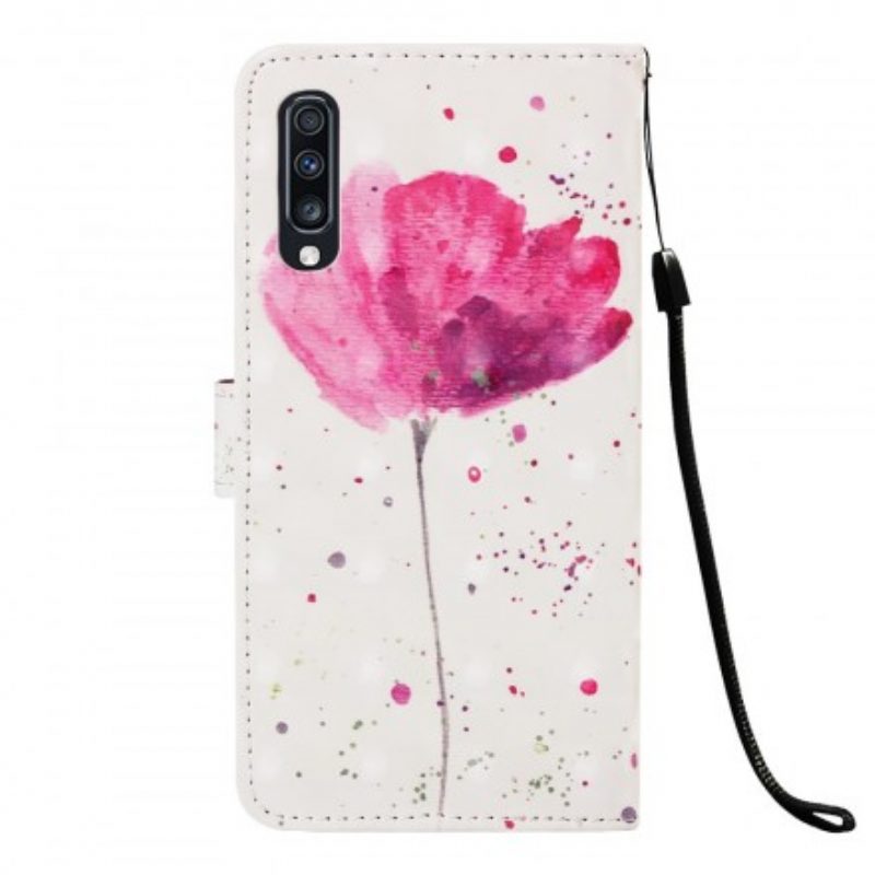 Handyhülle Lederhüllen Für Samsung Galaxy A70 Aquarellmohn