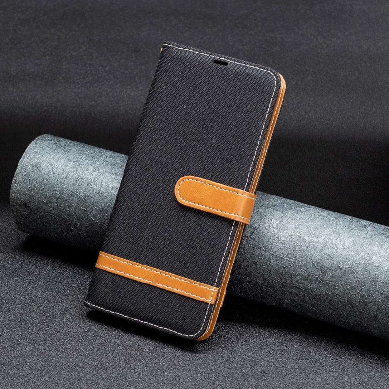 Flip Case Für Xiaomi 12T / 12T Pro Mit Kordel Armband In Stoff- Und Lederoptik