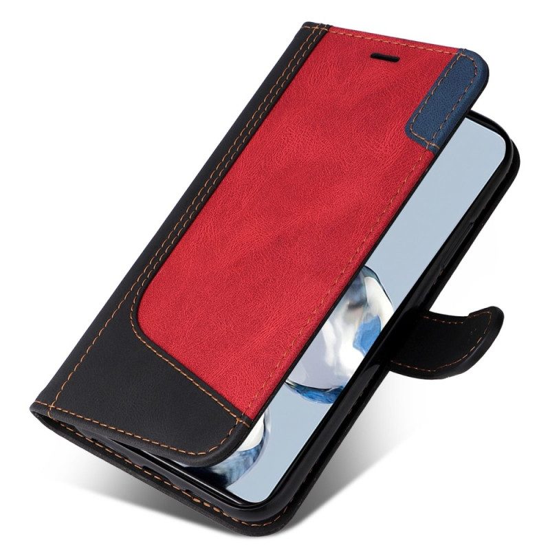 Flip Case Für Xiaomi 12T / 12T Pro Mit Kordel Dreifarbiges Armband