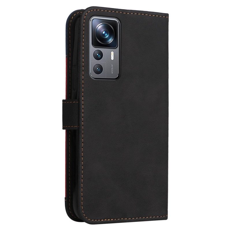 Flip Case Für Xiaomi 12T / 12T Pro Mit Kordel Dreifarbiges Armband