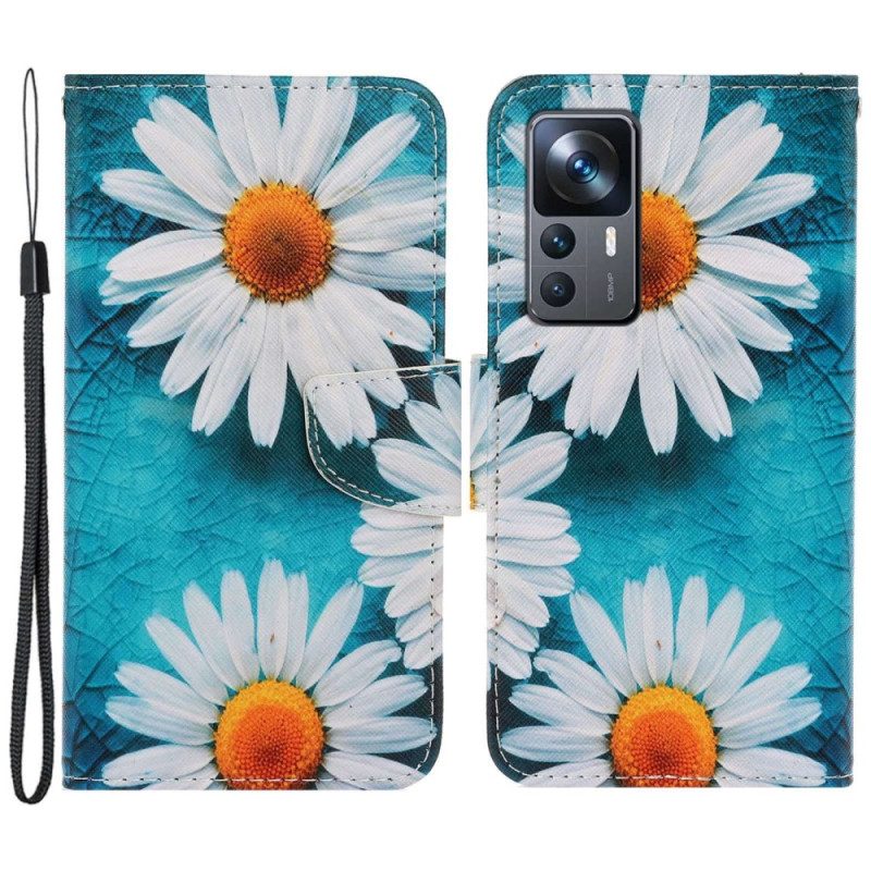 Flip Case Für Xiaomi 12T / 12T Pro Mit Kordel Riemchen-daisy