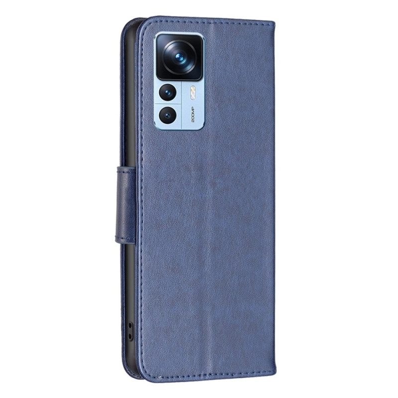 Flip Case Für Xiaomi 12T / 12T Pro Mit Kordel Tanga-schmetterlinge