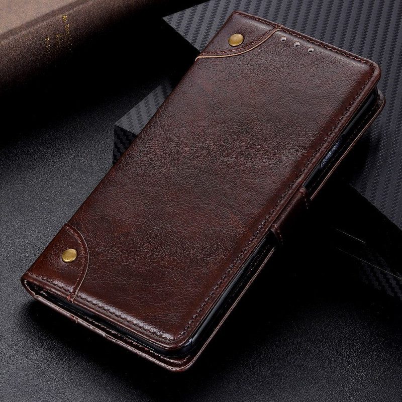 Flip Case Für Xiaomi 12T / 12T Pro Stil: Nappaleder Mit Vintage-nieten