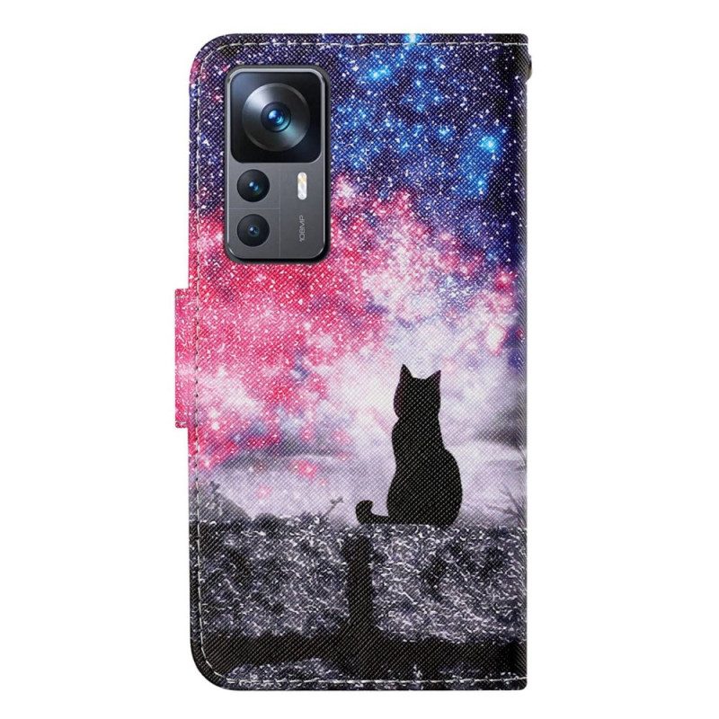 Lederhüllen Für Xiaomi 12T / 12T Pro Mit Kordel Oberlichtkatze Mit Riemen