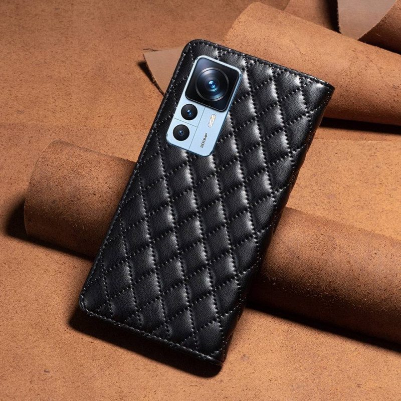 Schutzhülle Für Xiaomi 12T / 12T Pro Flip Case Gesteppte Binfen-farbe