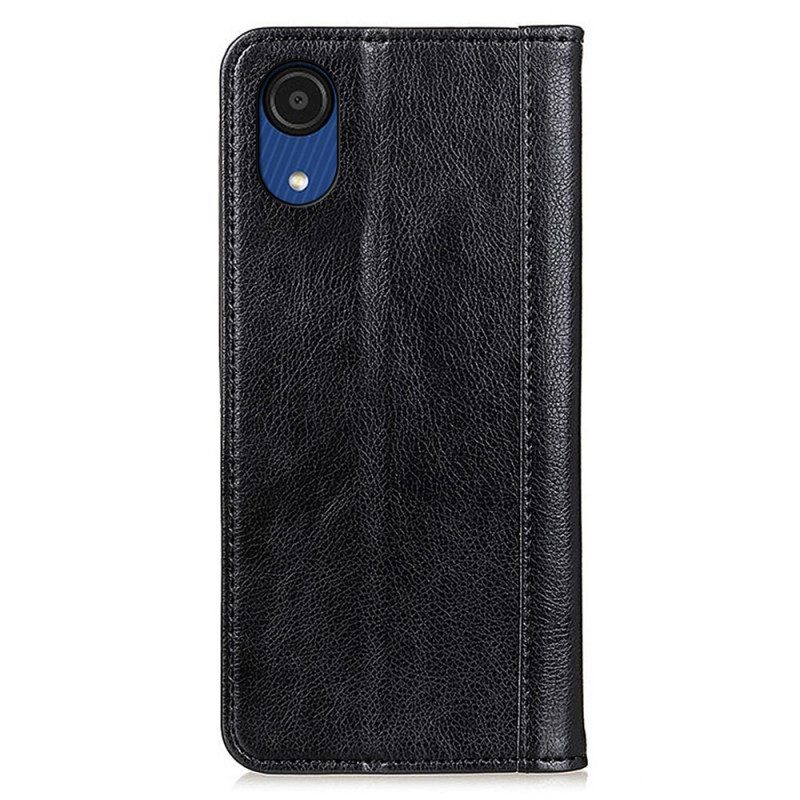 Schutzhülle Für Samsung Galaxy A03 Core Flip Case Eleganz Aus Gespaltenem Litschi-leder