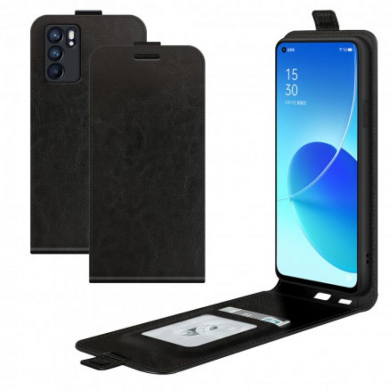 Flip Case Für Oppo Reno 6 5G Flip Case Vertikale Klappe In Lederoptik