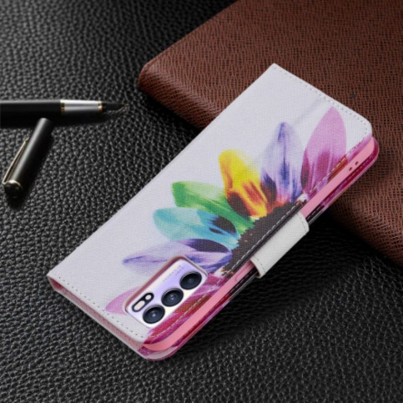 Lederhüllen Für Oppo Reno 6 5G Aquarellblume