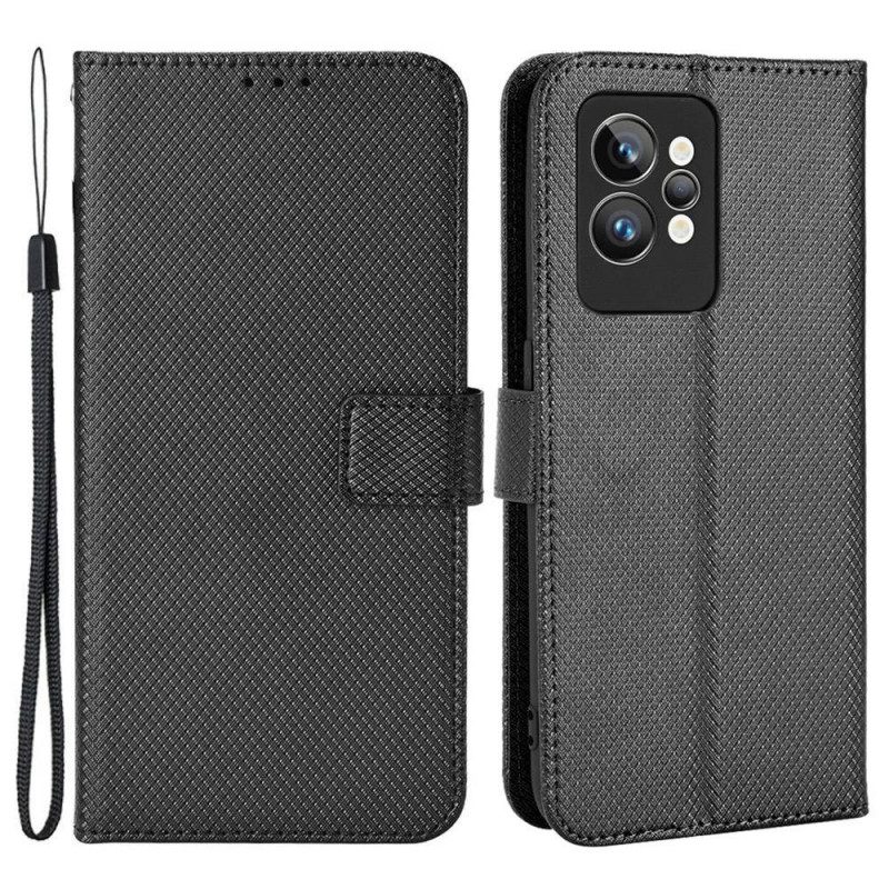 Flip Case Für Realme GT2 Pro Mit Kordel Riemchenstil