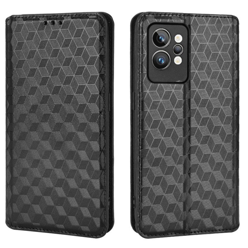 Schutzhülle Für Realme GT2 Pro Flip Case 3d-würfel-ledereffekt