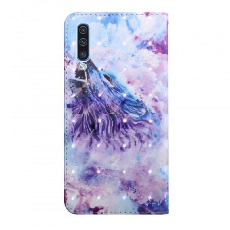 Flip Case Für Samsung Galaxy A50 Aquarell-wolf